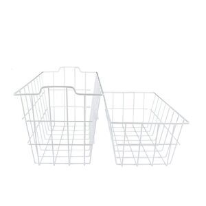 White Wire Steel Basket 2 PC Home Storage Set